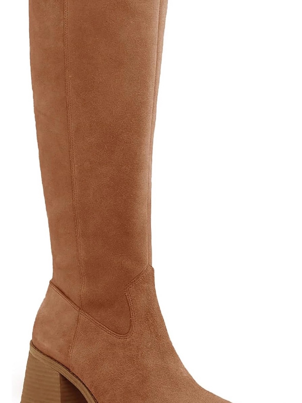 Women's Tall Suede Block Heel Boot - Tan